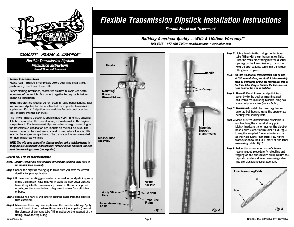 Flexible Transmission Dipstick