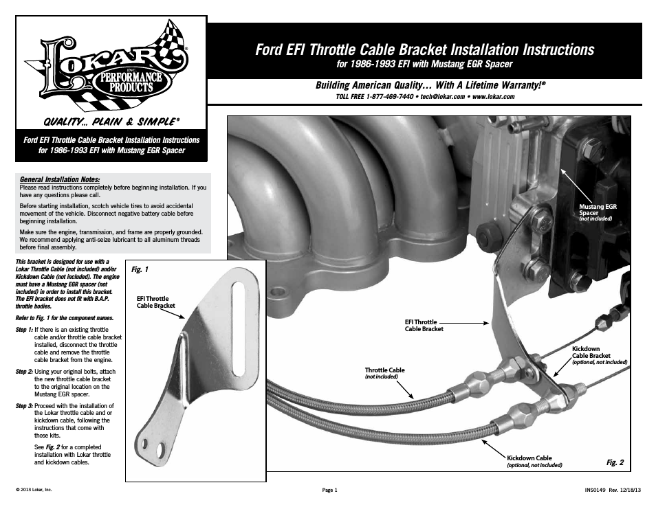 Ford EFI Throttle Cable Bracket