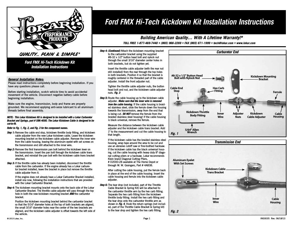 Ford FMX Hi-Tech Kickdown Kit