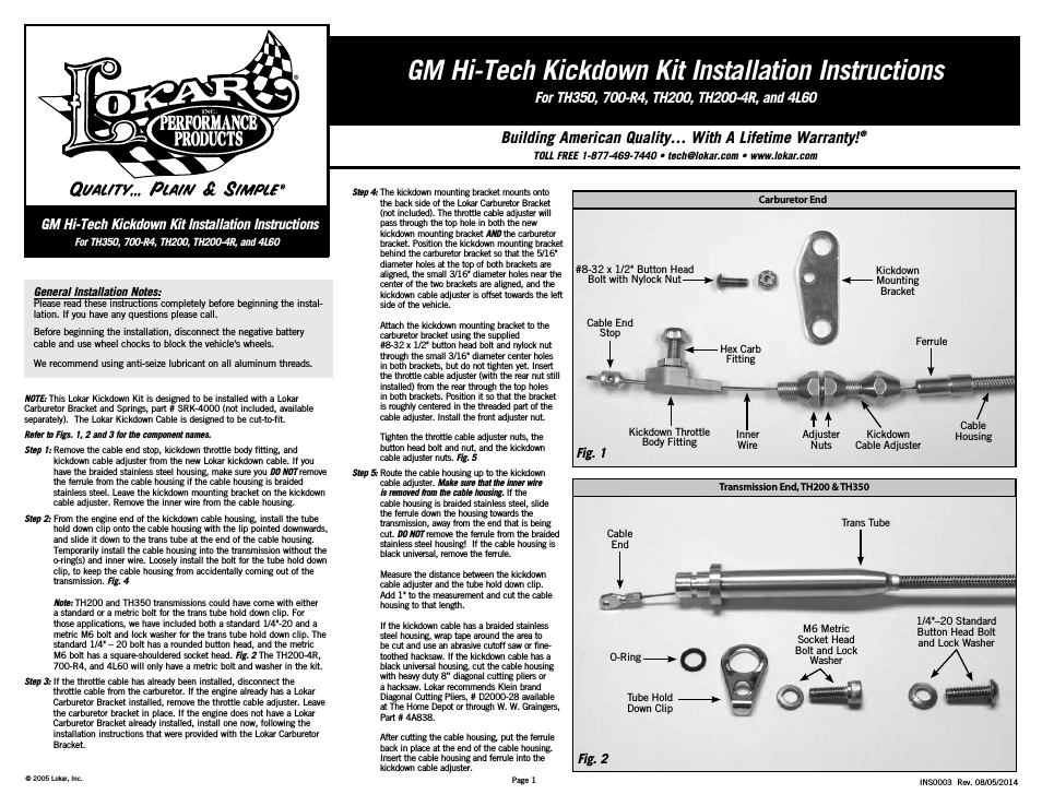 GM Hi-Tech Kickdown Kit