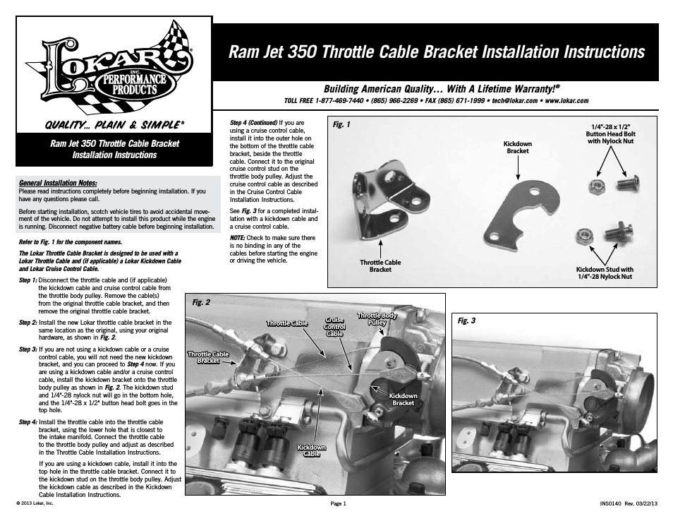 Ram Jet 350 Throttle Cable Bracket
