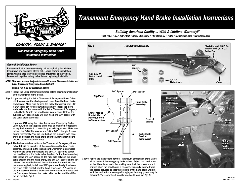 Transmount Emergency Hand Brake
