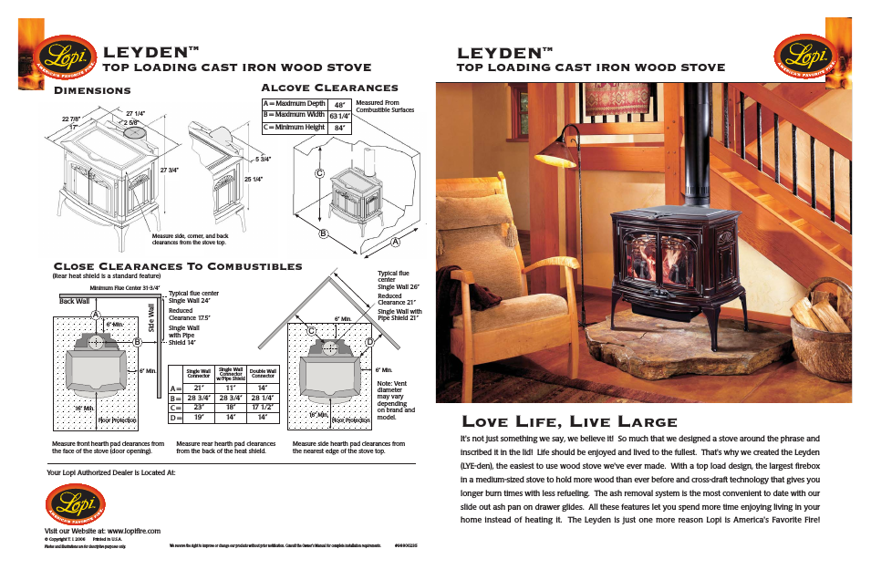 Leyden Top Loading Cast Iron Wood Stove