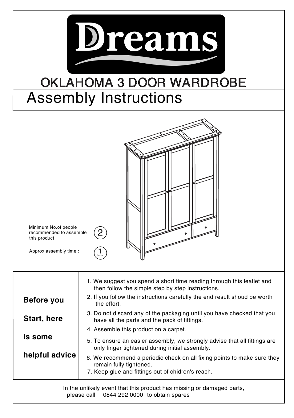Oklahoma 3 Door Wardrobe with Drawers