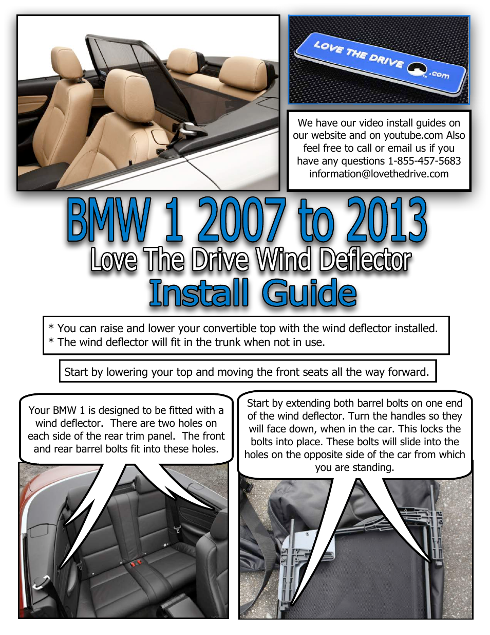 BMW Windstop 1 Series (E88) 128i, 135i 2007 to 2013