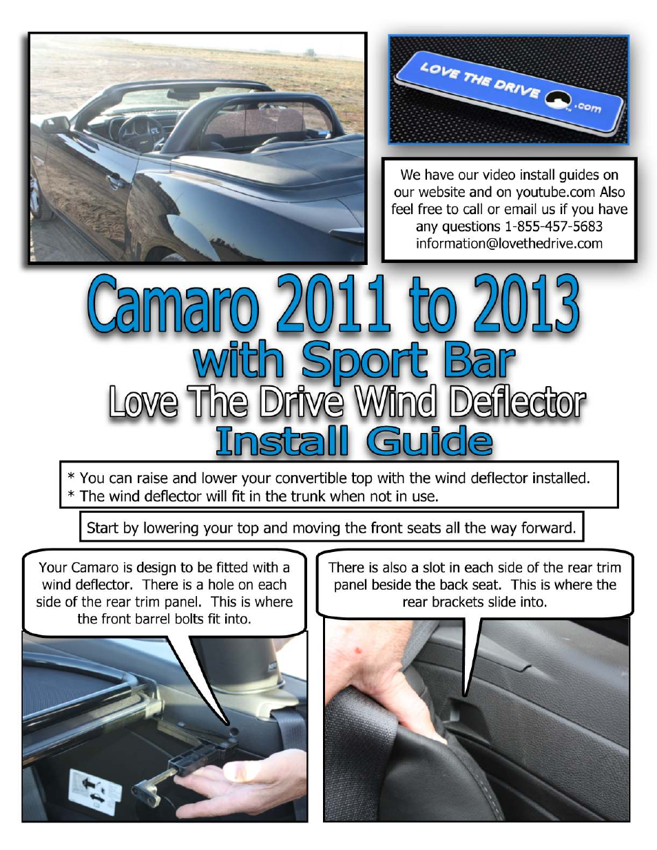 Camaro compatible with / CDC Sportbar Wind Deflector 2011-15