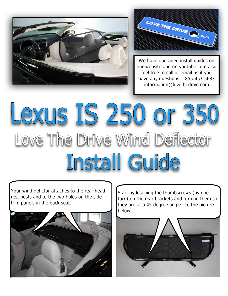 Lexus IS 250 or 350 Wind Deflector 2009 to 2015