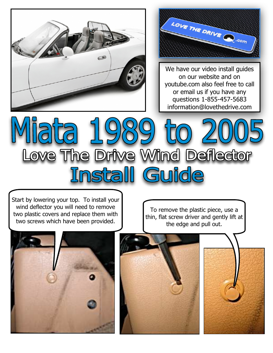 Mazda Miata Wind Deflector 1989 to 2005