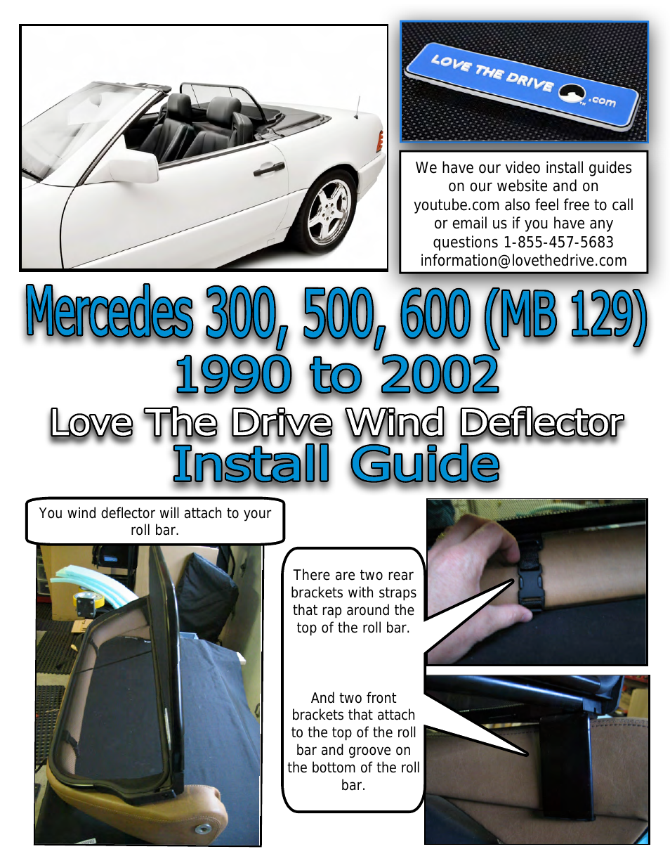Mercedes 300SL, 500SL, 600SL Wind Deflector 1990 to 2002