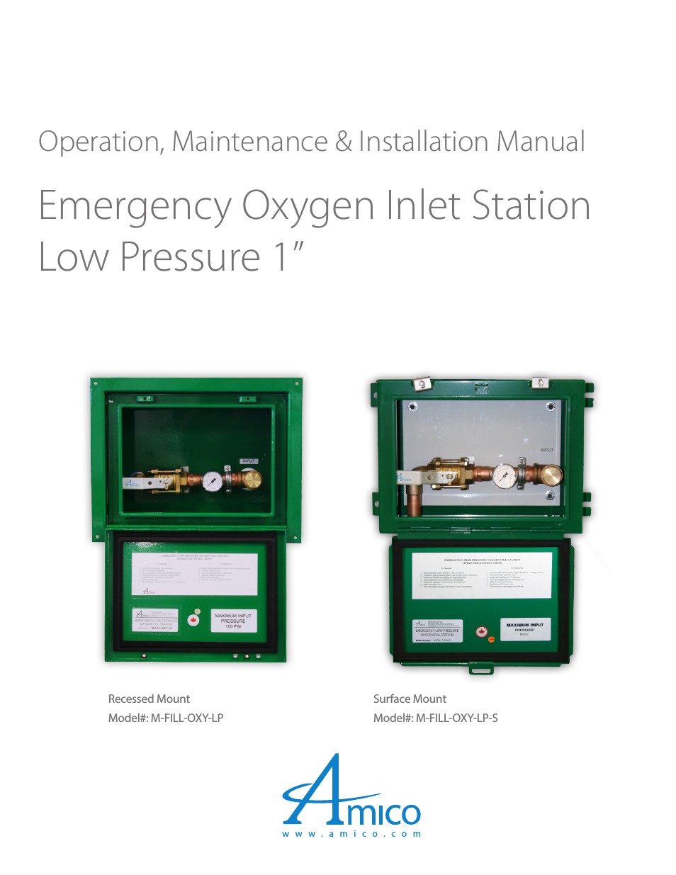 Recessed Emergency Oxygen Inlet Station (Low Pressure)