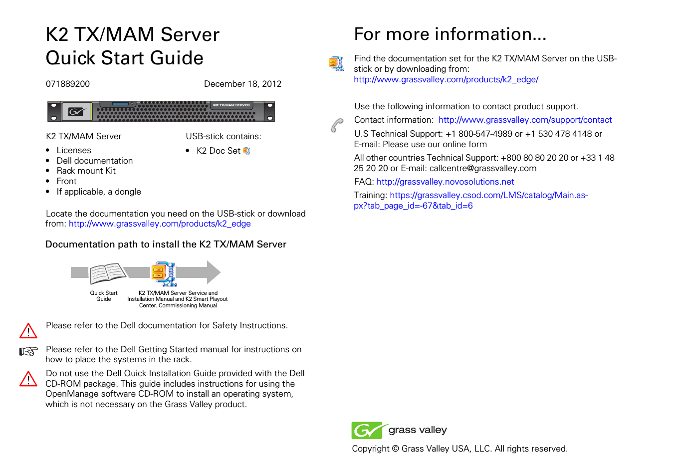 K2 TX/MAM Server Quick Start Guide v.2.2