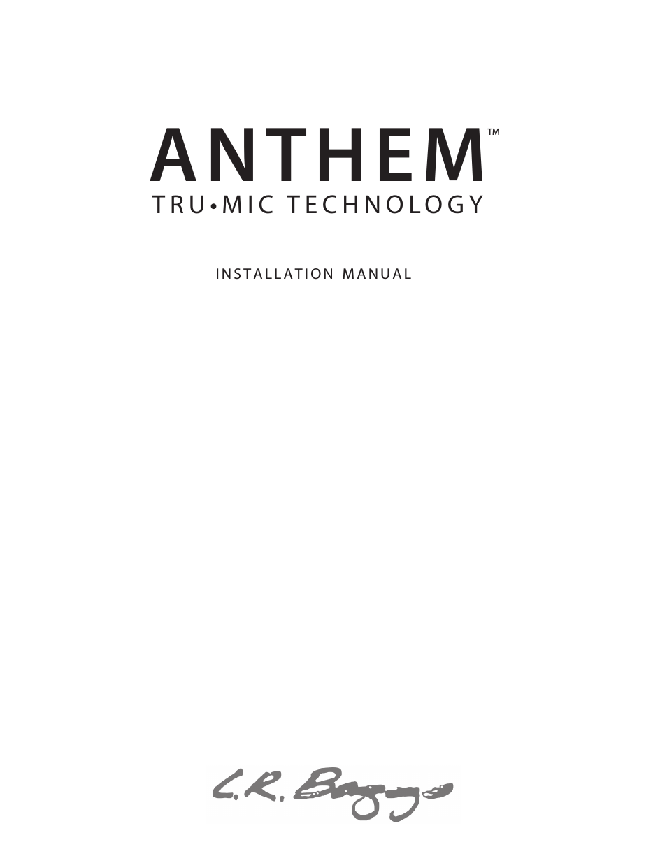 Anthem: Installation Manual