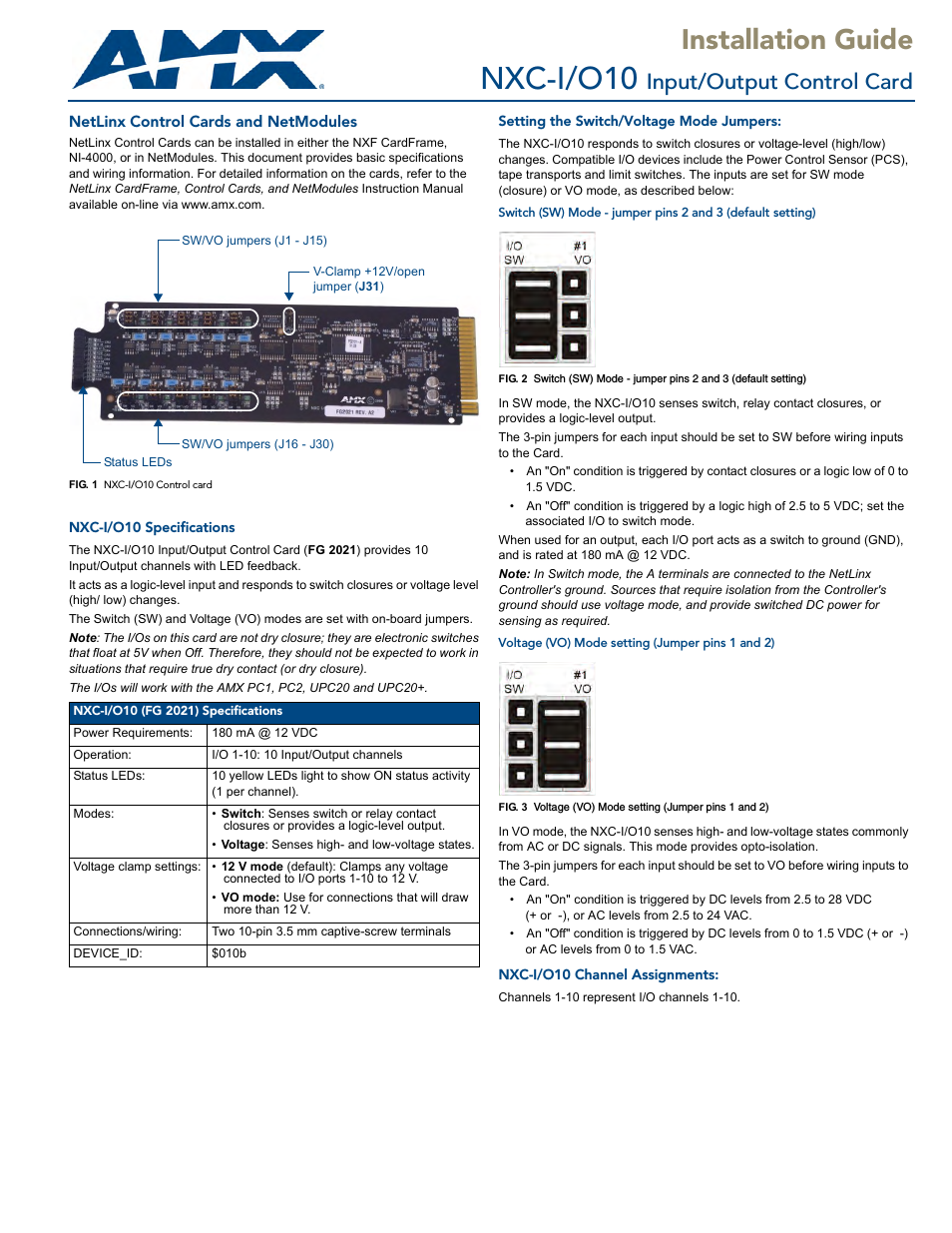 Input/Output Control Card NXC-I/O10