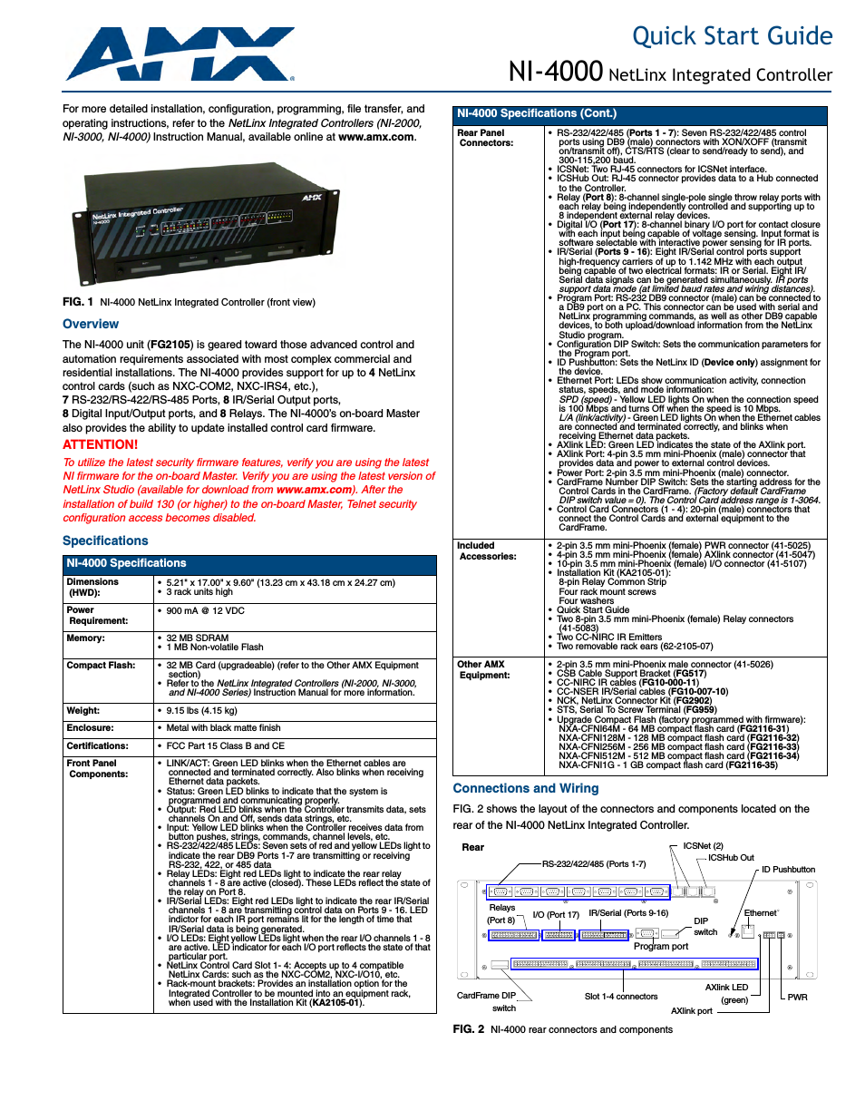 NetLinx Integrated Controller NI-4000
