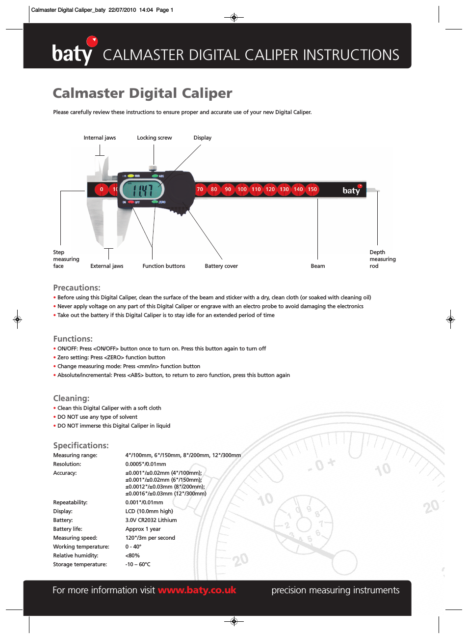 Baty - Calmaster Digital Caliper