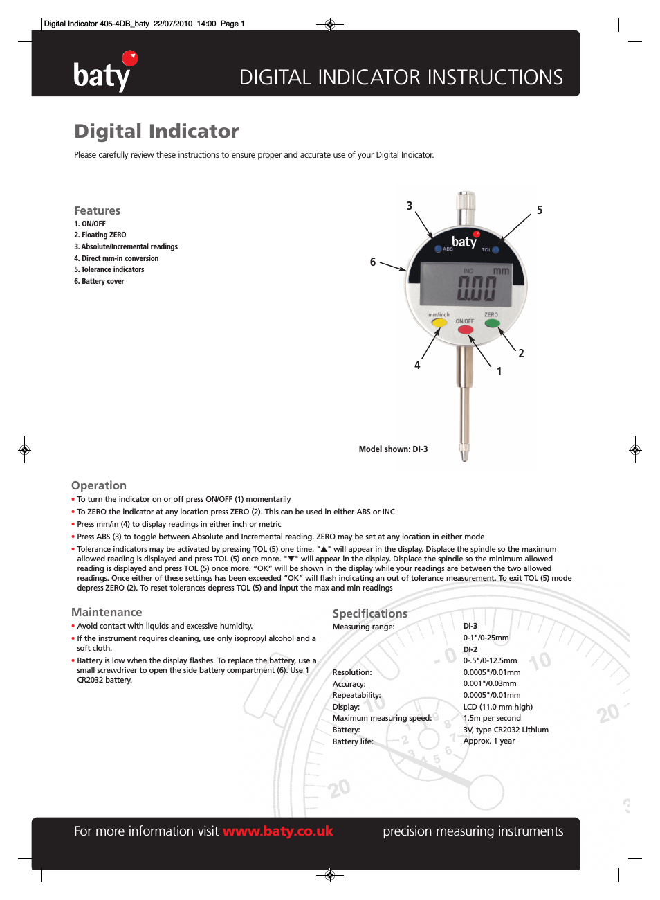 Baty - Digital Indicator - DI-2/3