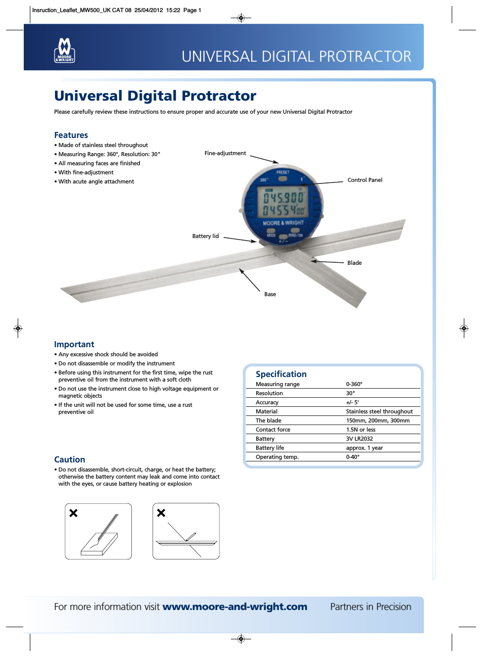 M&W Universal Digital Protractor