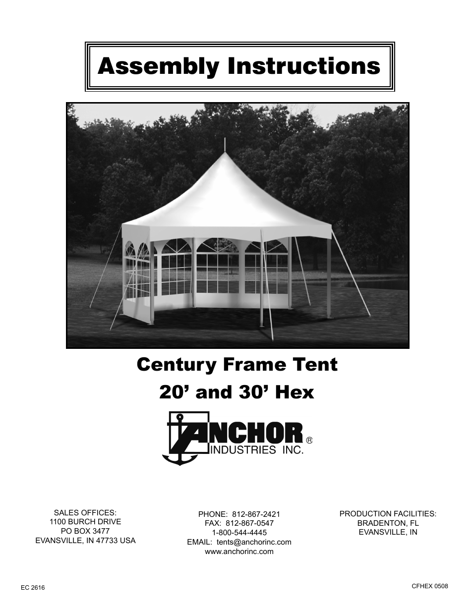 CENTURY FRAME TENTS 20 AND 30 HEX