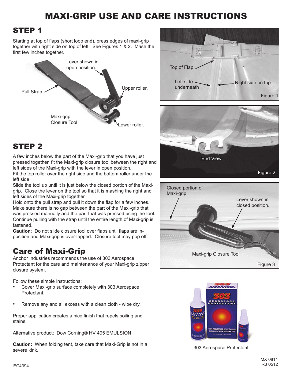 CENTURY MAXI-GRIP USE AND CARE INSTRUCTIONS