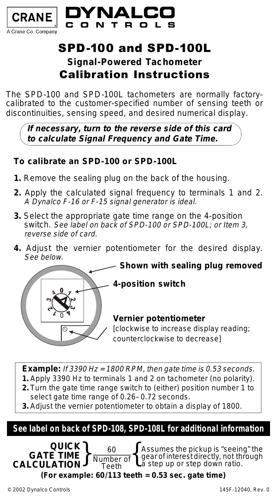 SPD-100 Tachometer