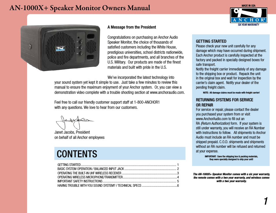 AN-1000X+ Speaker Monitor