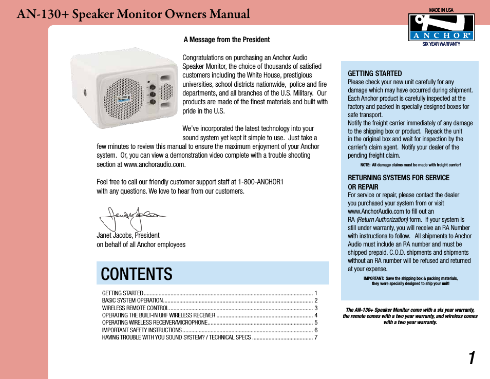 AN-130+ Speaker Monitor