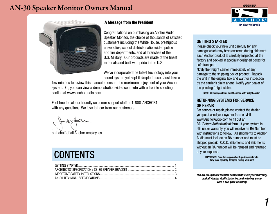 AN-30 Speaker Monitor