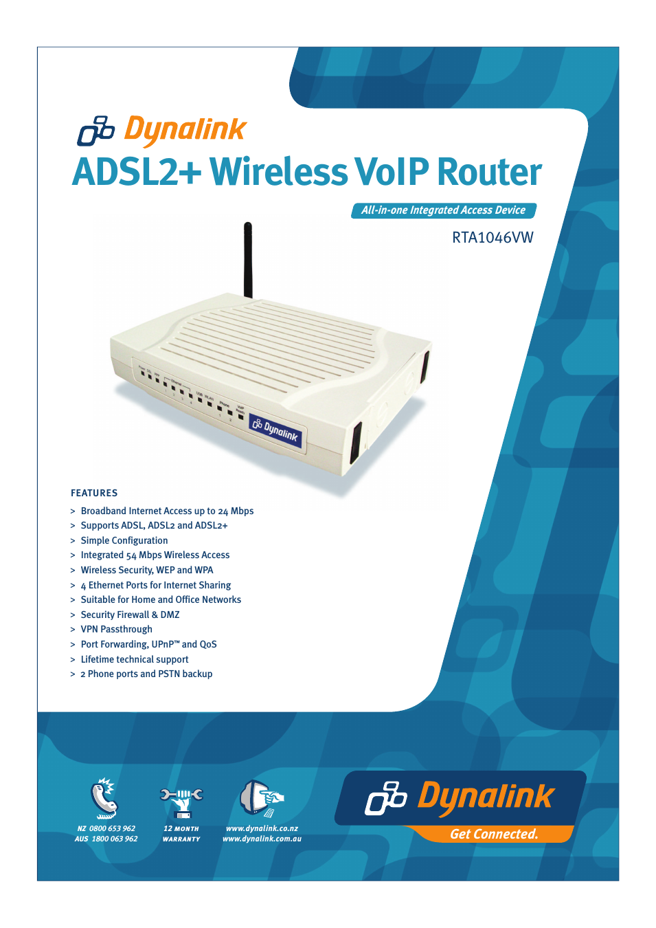 ADSL2+ Wireless VoIP Router RTA1046VW