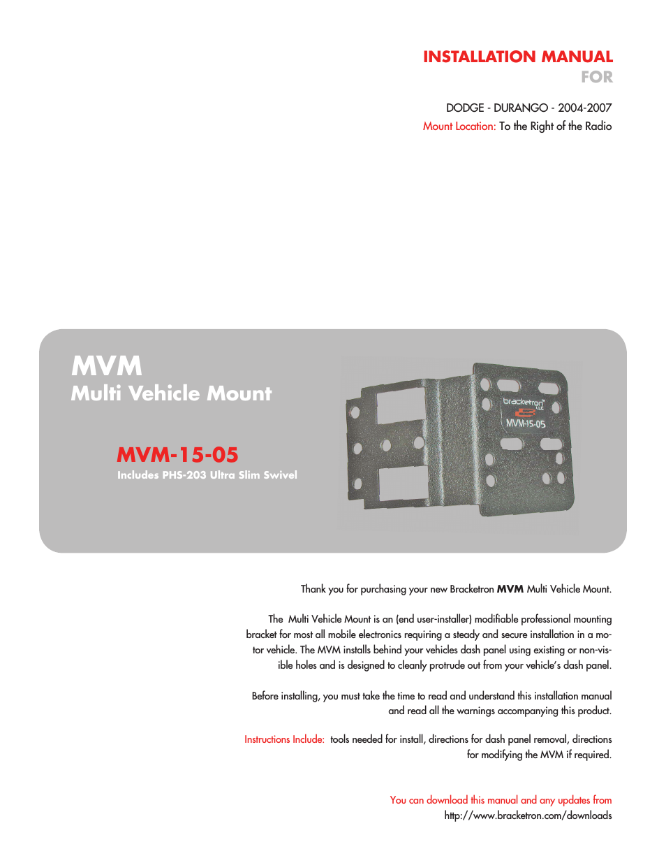 Multi Vehicle Mount MVM-15-05