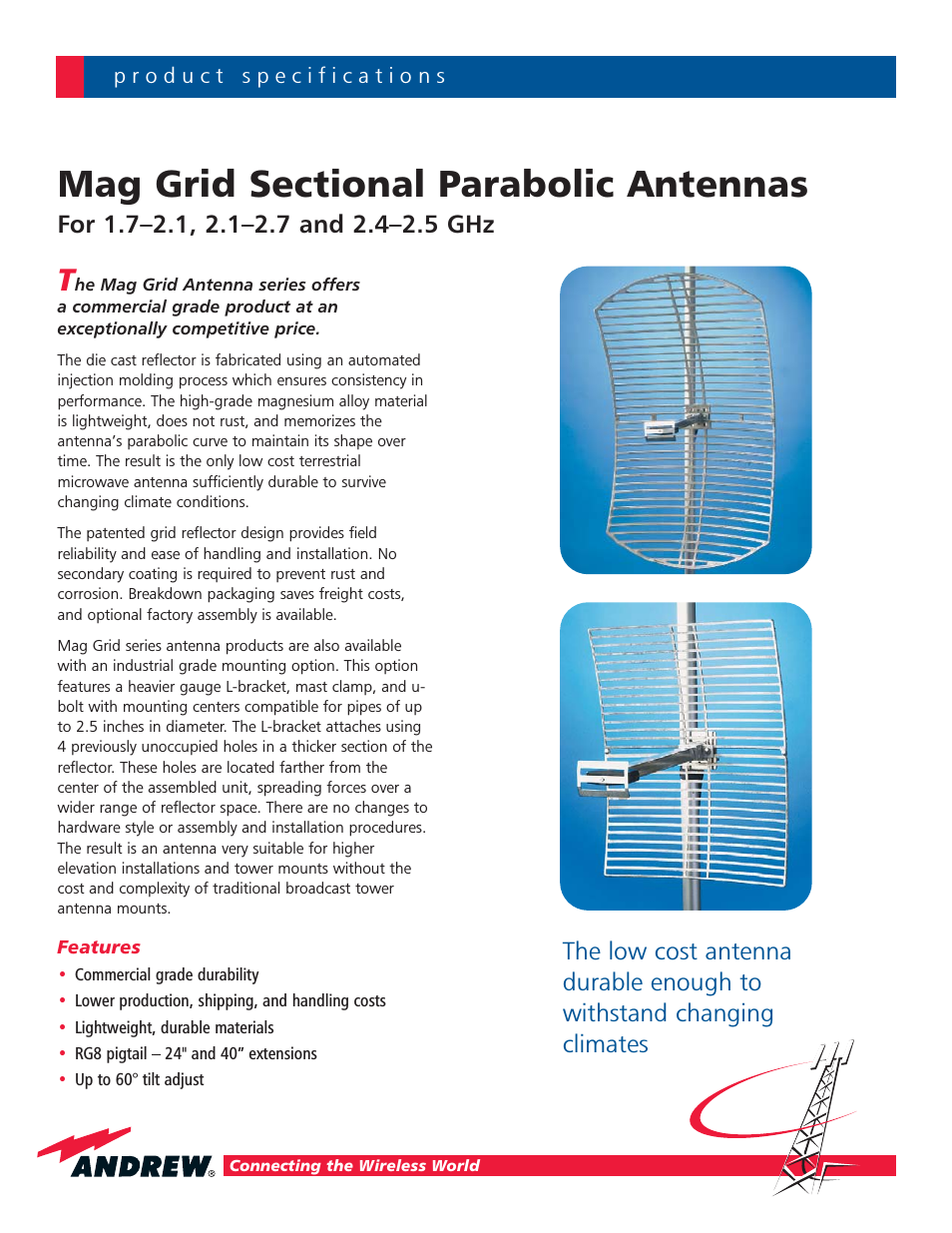 Grid Sectional Parabolic Antennas