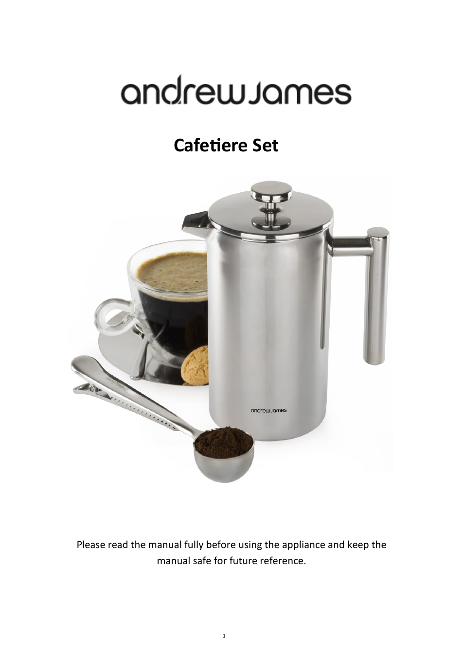AJ000351 1000ml Cafetiere and Measuring Spoon