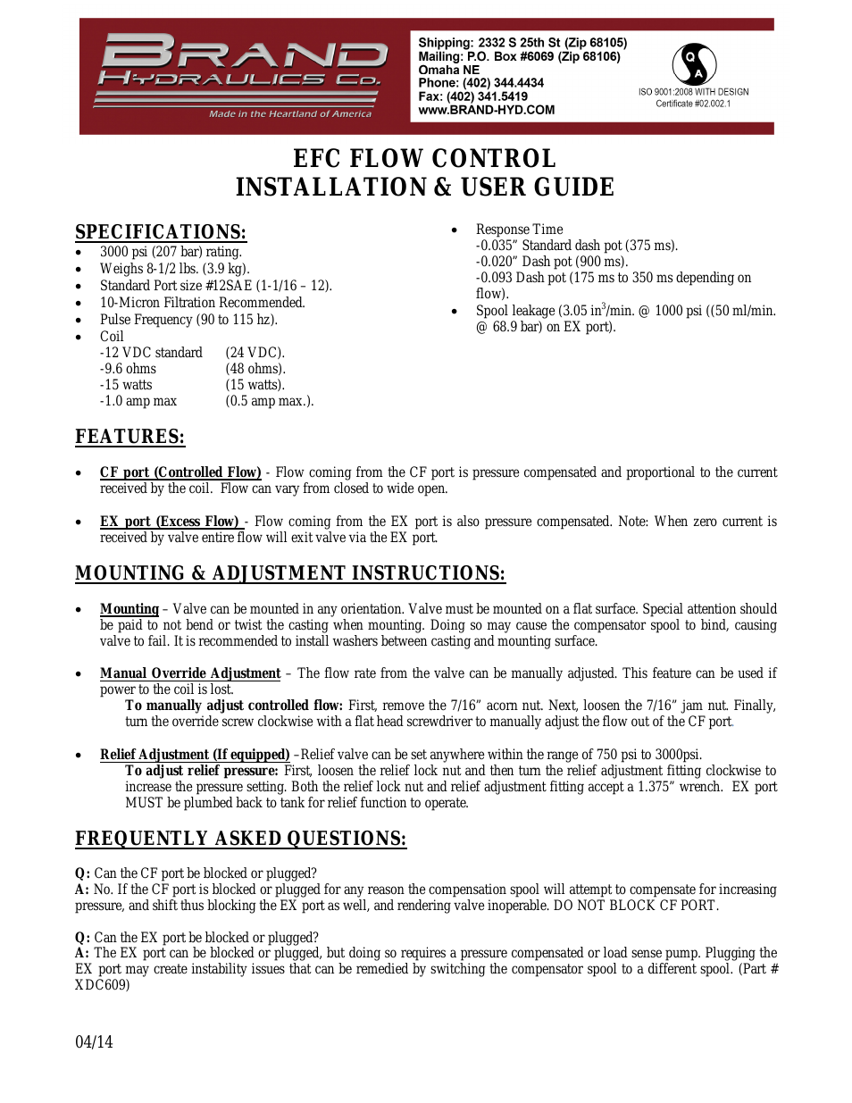 EFC FLOW CONTROL