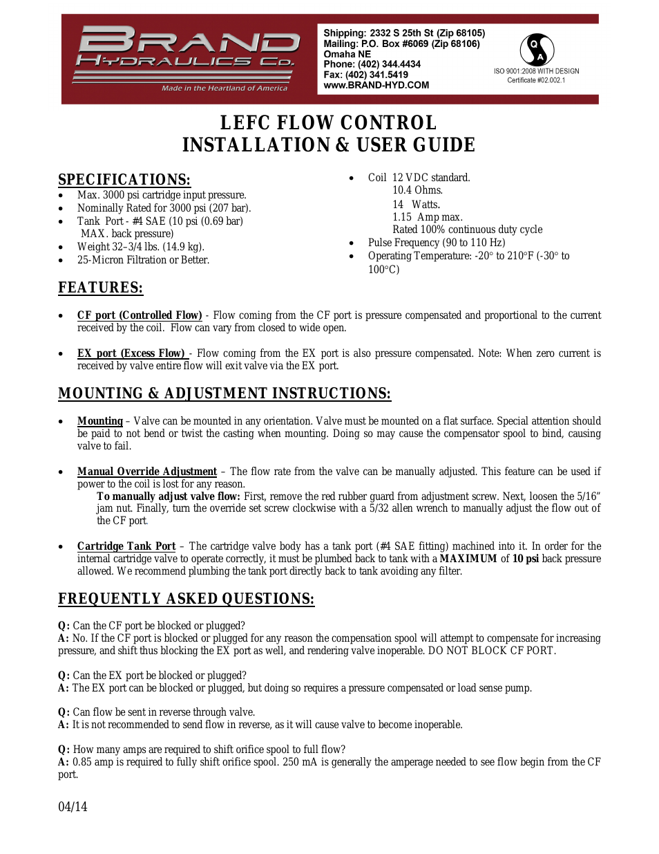 LEFC FLOW CONTROL
