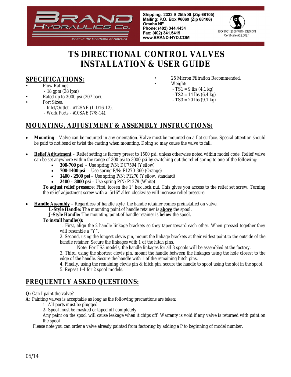 TS DIRECTIONAL CONTROL VALVES