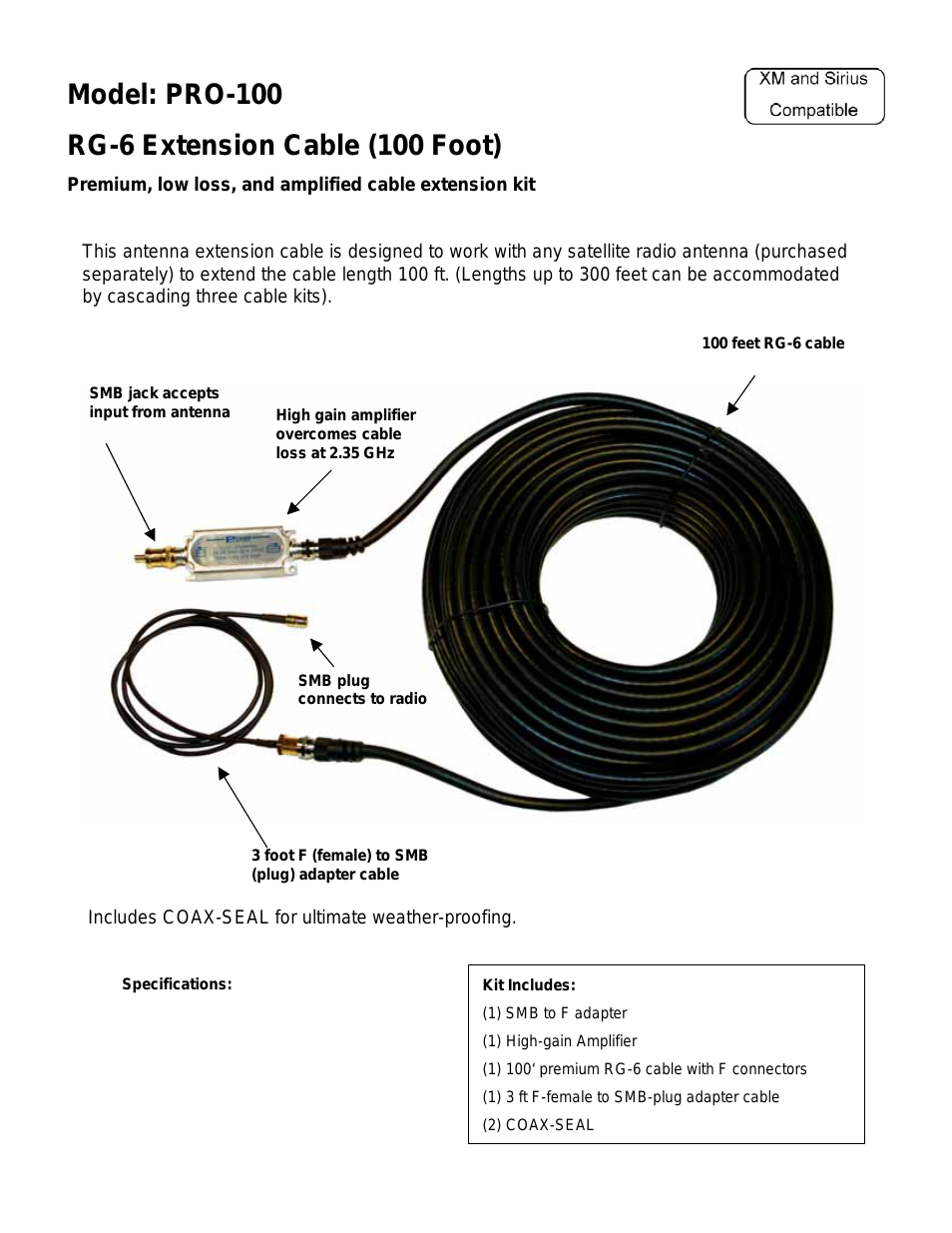 RG-6 Extension Cable PRO-100