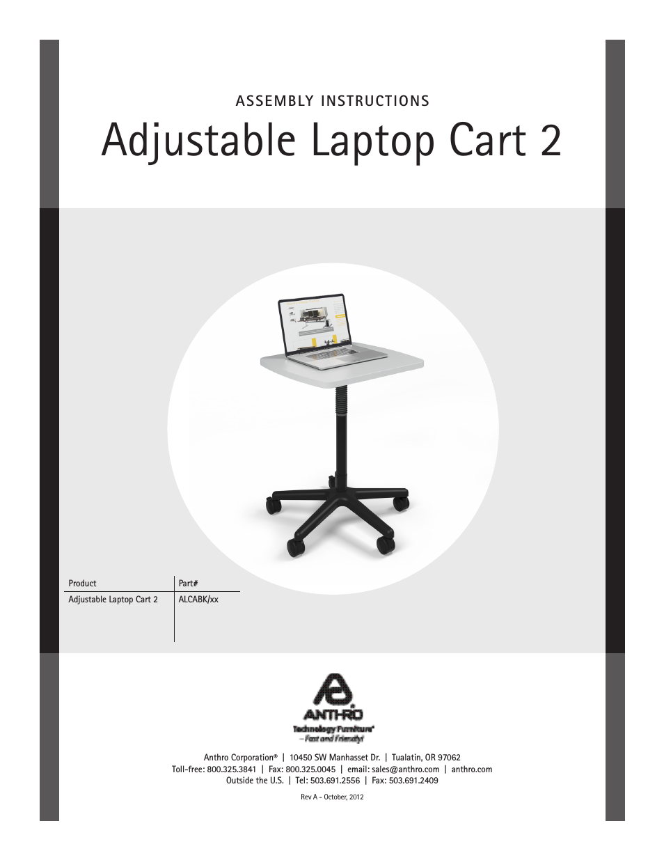 Adjustable Laptop Cart 2 Assembly Instructions
