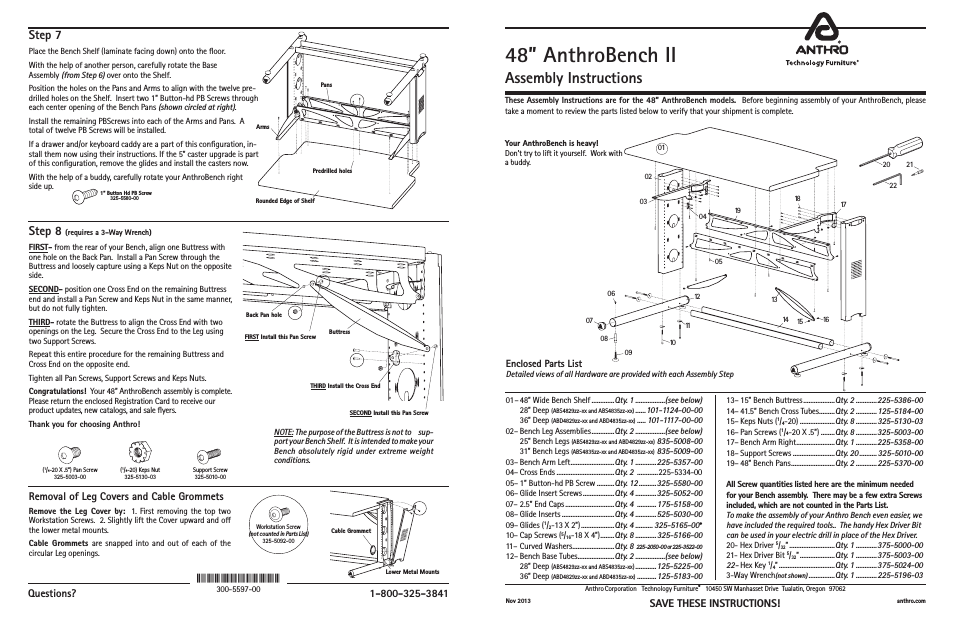 AnthroBench II 48 Assembly Instructions