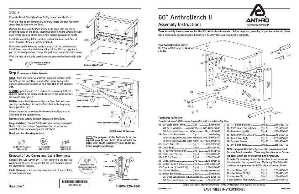 AnthroBench II 60 Assembly Instructions