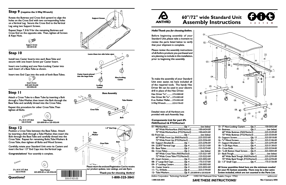 Fit Standard Unit 60/72 Assembly Instructions
