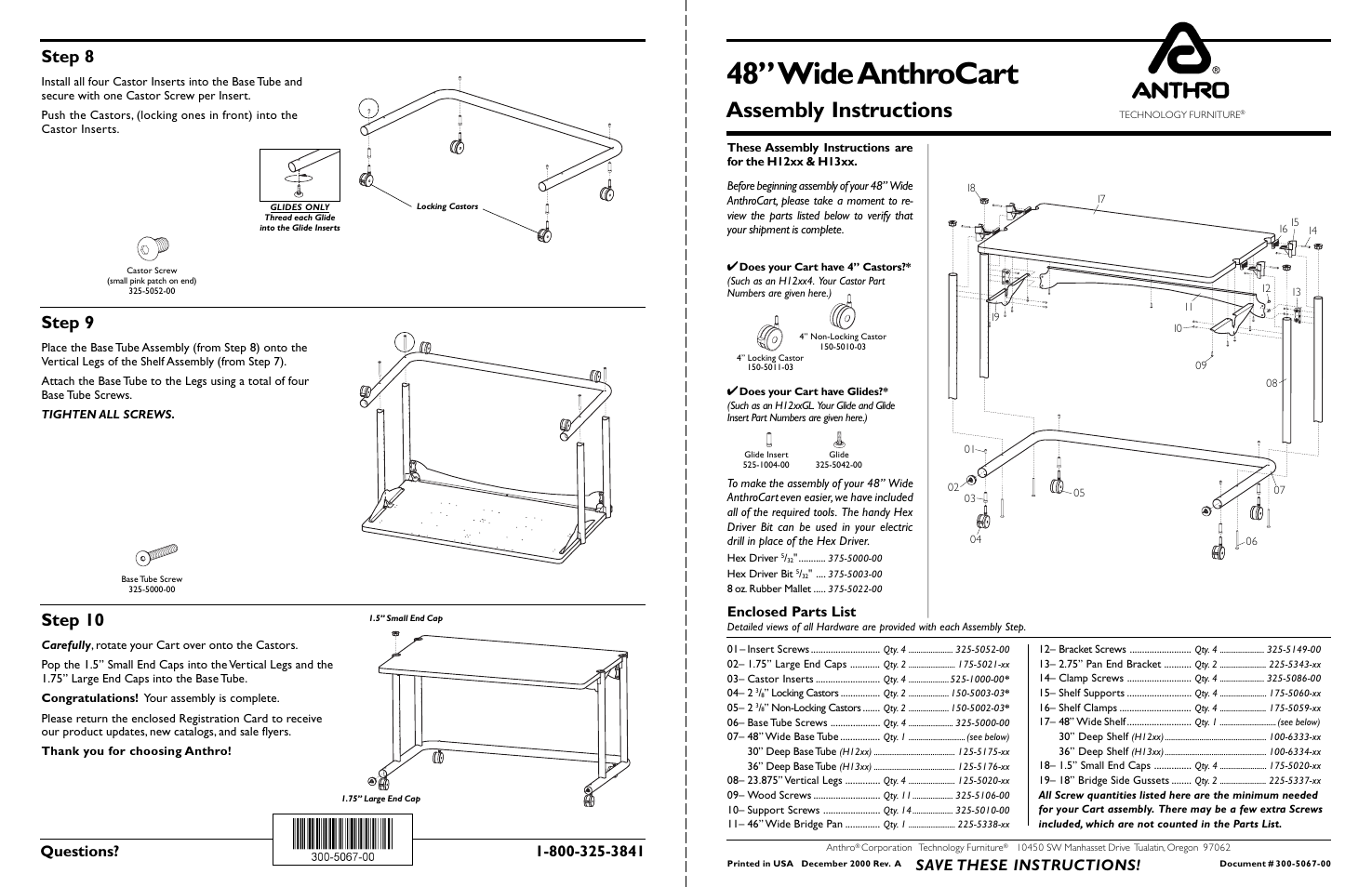 Large AnthroCarts 48W Assembly Instructions