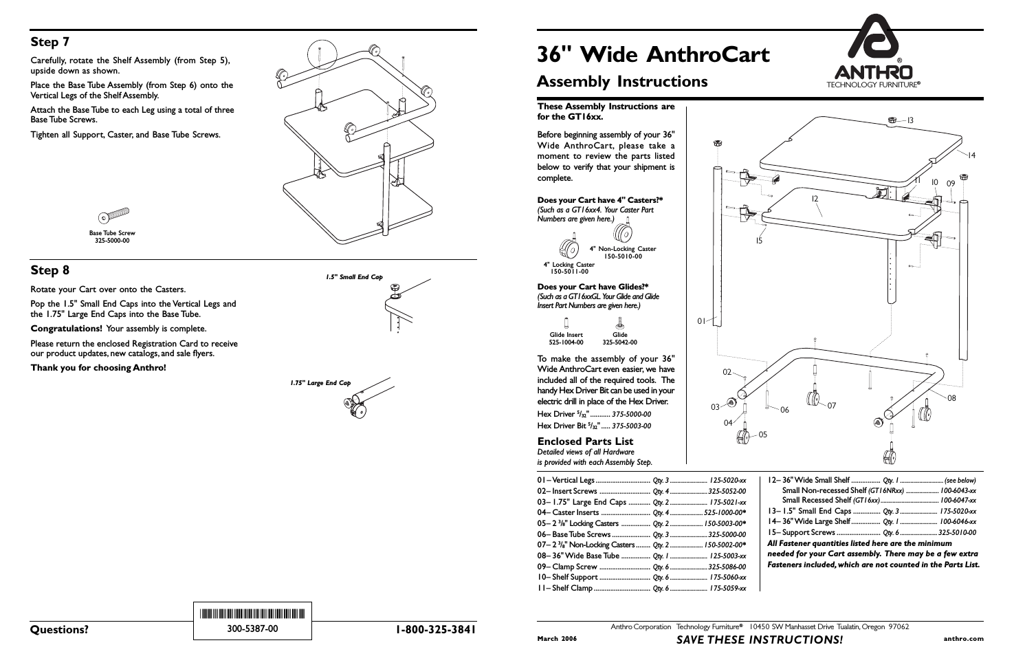 Small AnthroCarts 36W Assembly Instructions