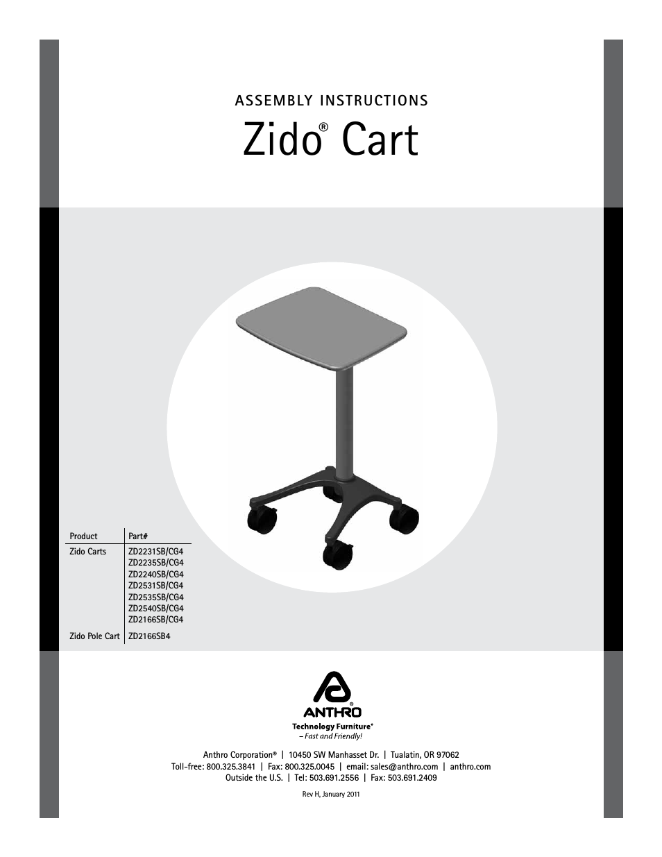 Zido Pole Cart Assembly Instructions