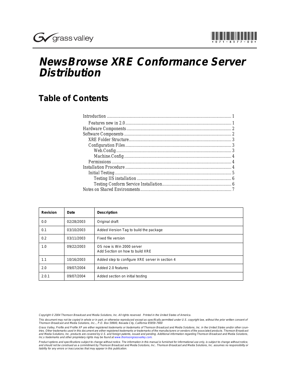 NewsBrowse XRE Conformance Server Distribution