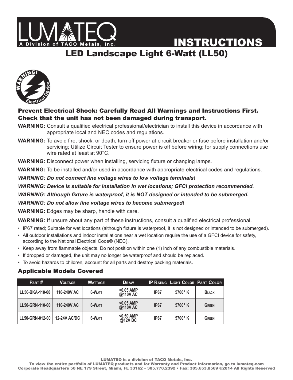 LL50 Low Voltage