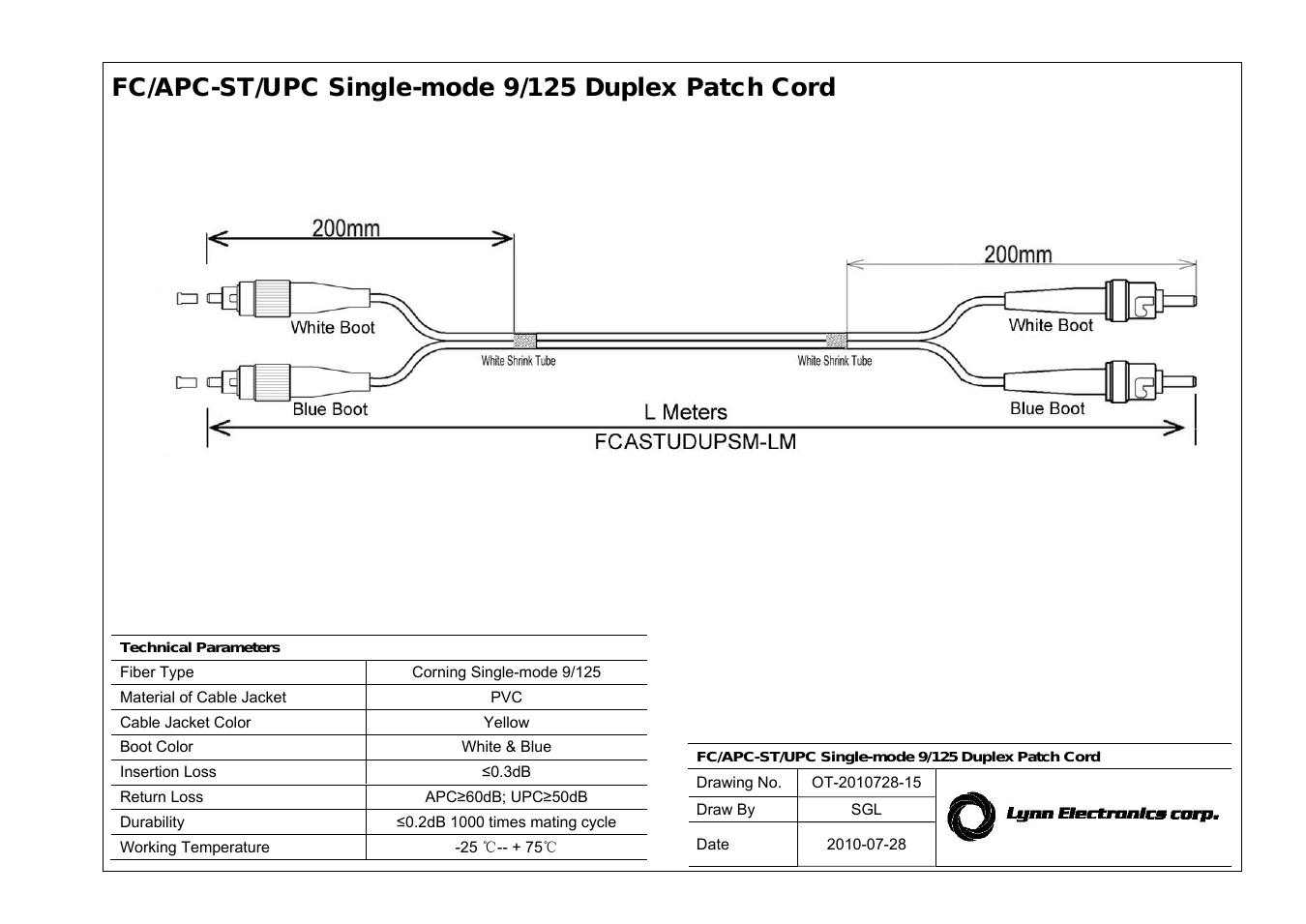 FC APC-ST UPC 9-125 Singlemode Fiber Patch Cables