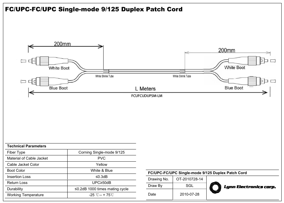 FC-FC 9-125 Singlemode Fiber Patch Cables