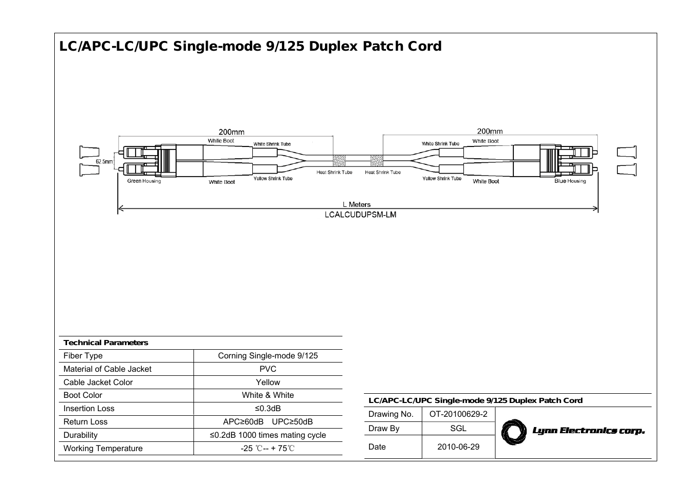 LC APC-LC 9-125 Singlemode Fiber Patch Cables