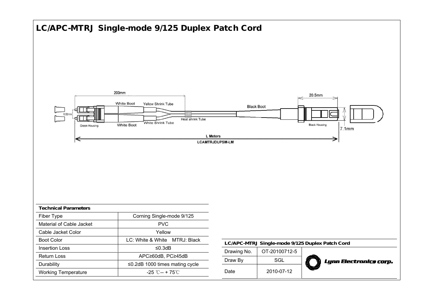 LC APC-MTRJ UPC 9-125 Singlemode Fiber Patch Cables
