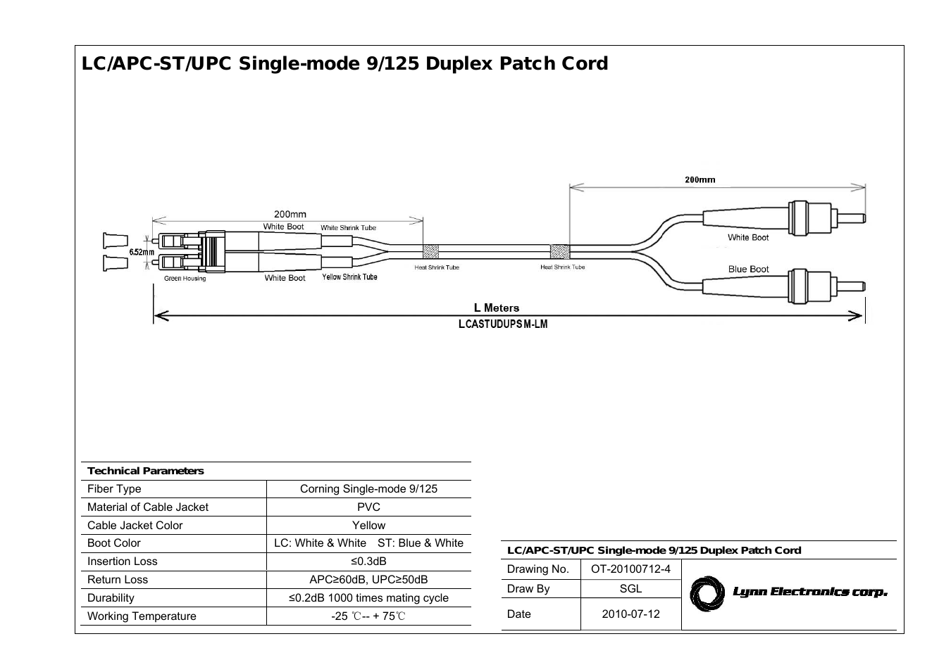 LC APC-ST UPC 9-125 Singlemode Fiber Patch Cables