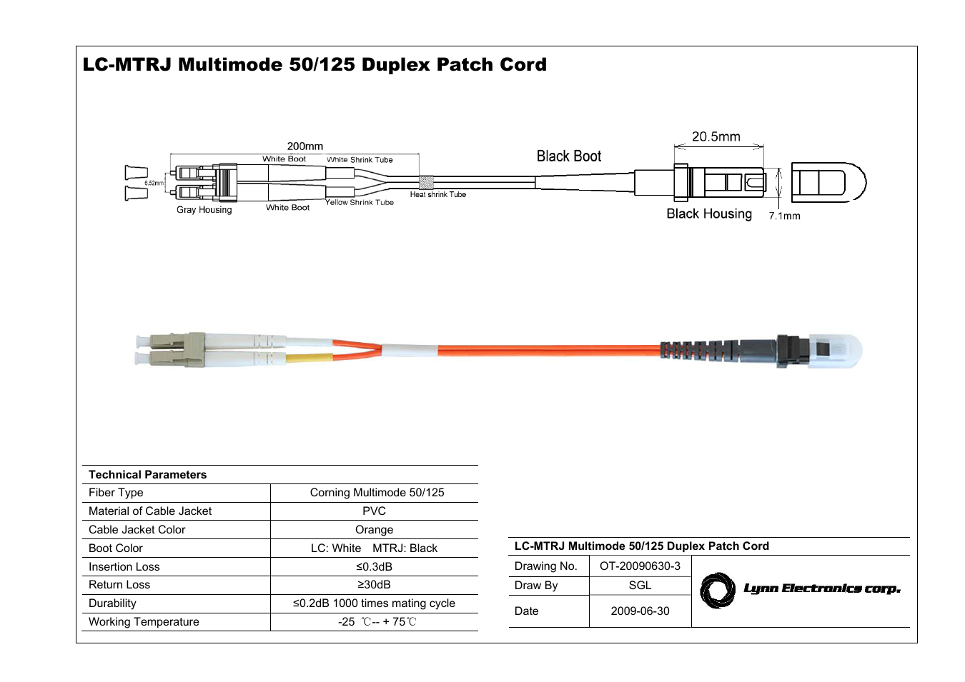 LC-MTRJ 50-125 OM2 Multimode Fiber Patch Cables